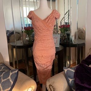 Beautiful peach stretchy Marciano lace dress
